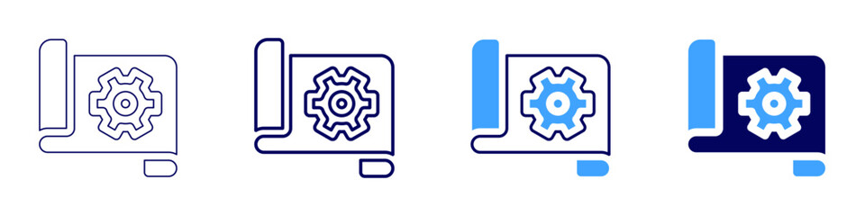 Service management icon in 4 different styles. Thin Line, Line, Bold, and Bold Line. Duotone style. Editable stroke