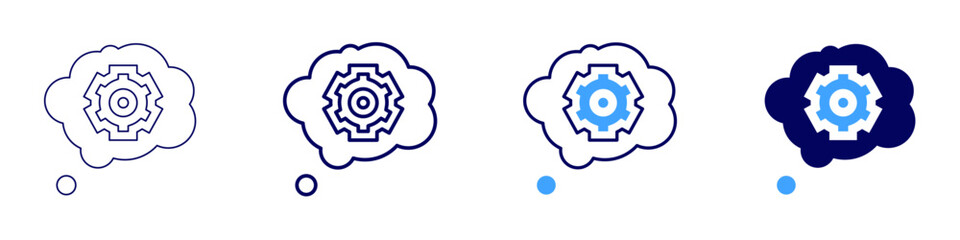Thinking icon in 4 different styles. Thin Line, Line, Bold, and Bold Line. Duotone style. Editable stroke