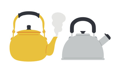 シンプルなやかん／フラットベクターイラストセット