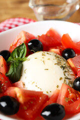 Salad Caprese, concept of tasty and delicious food