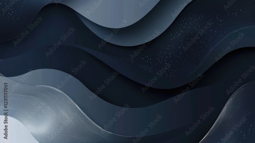 Poster abstract wave-like shapes create a sophisticated texture in a gradient of black to white. the design