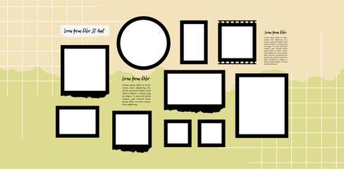 Pictures or photos frame collage. comics page grid layout abstract photo frames and digital photo wall template
