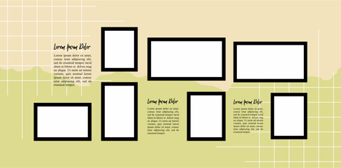 Pictures or photos frame collage. comics page grid layout abstract photo frames and digital photo wall template
