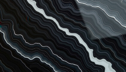 Obraz premium Elegant Black Polished Onyx Stone with White Wavy Lines