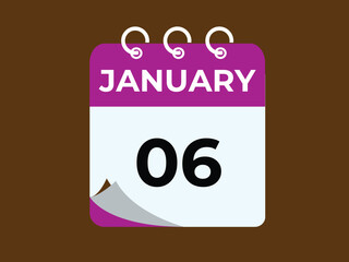 gradient and transparency concept.  january 6 calendar, tear-off calendar animation for january 5 banner Illustration isolated vector sign symbol
