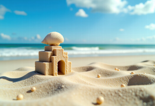 Domed Sand Structure with Ocean Background