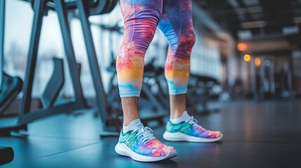 Colorful Leggings and Shoes in Gym Setting