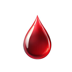 red drop of blood isolated on transparent background