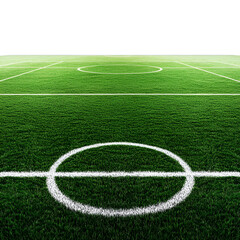 Obraz premium A soccer field with a white line on it and a white line in the middle of the field