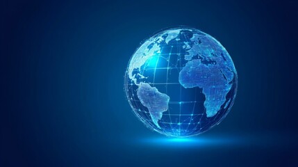 Fototapeta premium Glowing Blue Digital Earth Globe Abstract Technology Background