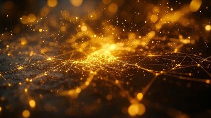 Fototapeta premium Dark Background with Golden Glitter and Sparkling Particles