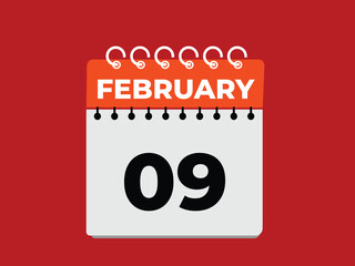 gradient and transparency concept.  february 9 calendar, tear-off calendar animation for february 9 banner Illustration isolated vector sign symbol
