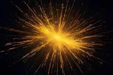 Obraz premium festive digital motion background with massive cloud of bright yellow sparks spinning in a whirlwind in a dark space Generative AI