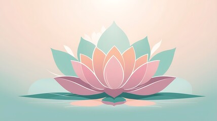 Vector design for a yoga studio promotional poster, with serene lotus flower graphics and soft pastel tones.