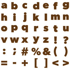 版画風のアルファベット小文字と記号