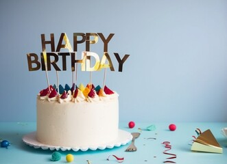 Birthday cake with happy birthday banner