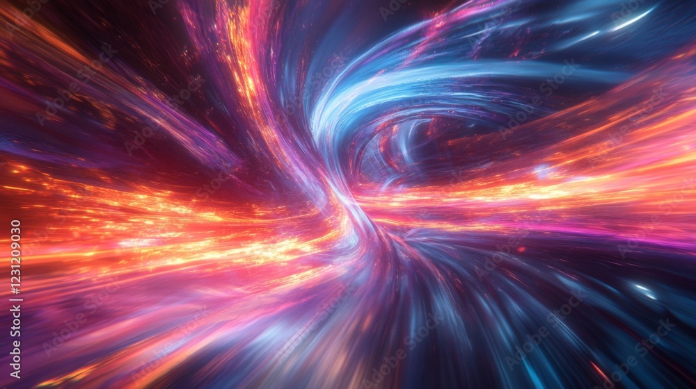 Poster abstract cosmic background with glowing trails and dynamic movement