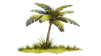 Palm tree cartoon design simple art white background game style