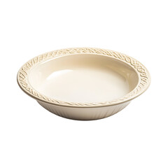 Premium Ceramic Pie Dish with Patterned Rim Isolated on Transparent Background