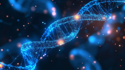 Glowing Blue DNA Helix Abstract Background