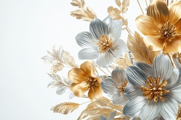 A beautiful bouquet of gold and silver flowers, perfect