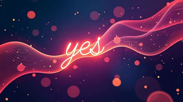 A purple and red wave with the word yes written in neon letters. The letters are in a wavy line