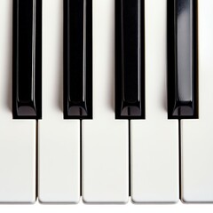 Naklejka premium Close-up of Piano Keys Highlighting Black and White Contrasts