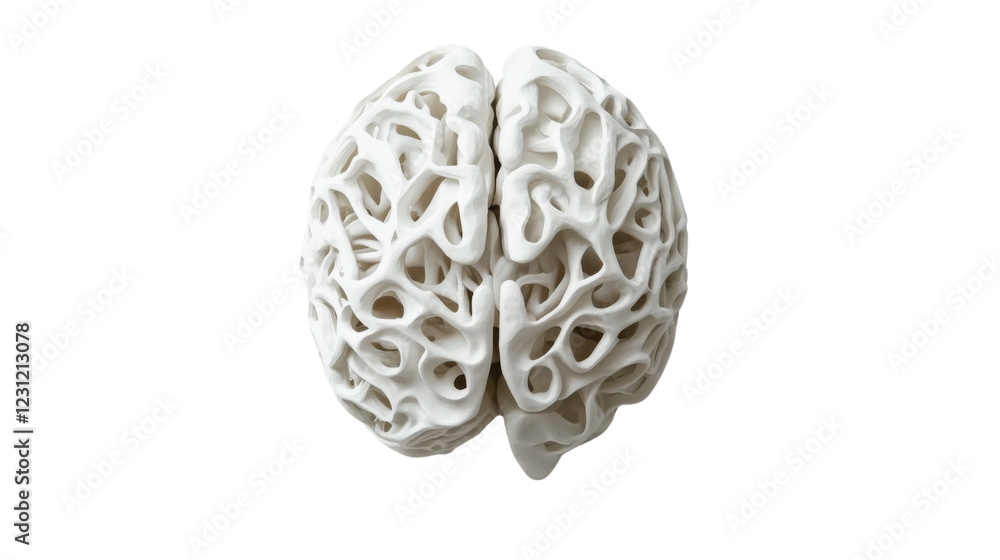 Poster white artificial brain model with transparent background representing artificial intelligence and in