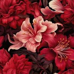 A close up of a red flower with a white center