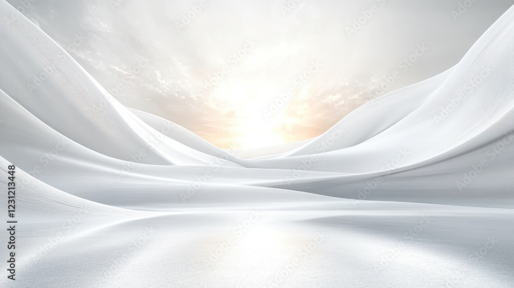 Poster minimalistic abstract landscape with smooth curves and high-key lighting