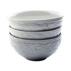 Sleek Ceramic Mixing Bowl Set with White Design Isolated on Transparent Background
