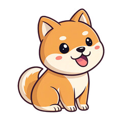 Kawaii style Shiba Inu dog icon with happy expression and cute features. This adorable character is perfect for various designs and illustrations