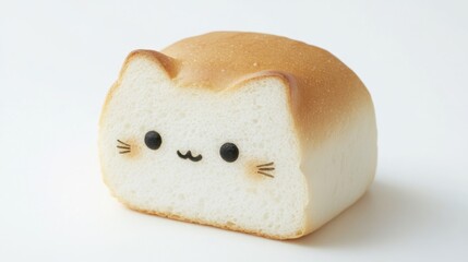 Realistic Shiba Inu-shaped bread on a white background