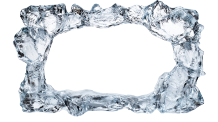 Realistic ice frame with transparent background creating refreshing border