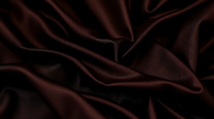Fototapeta premium Dramatic cinematic composition featuring luxurious dark chocolate brown silk satin fabric with shimmering glitter. Deep folds and creases create visual interest.