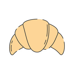 Croissant Doodle Illustration, A golden, flaky croissant. 