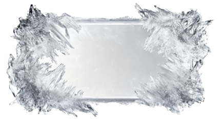 Realistic ice frame with transparent background surrounding blank space