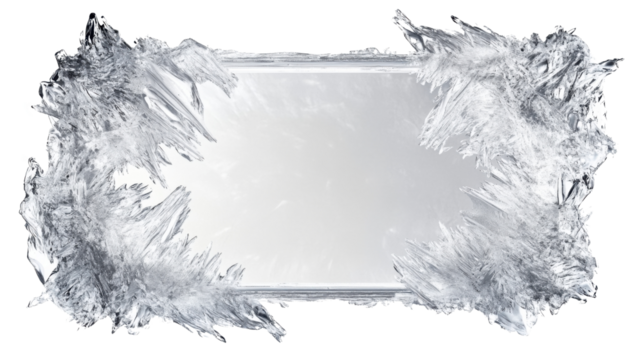 Realistic ice frame with transparent background surrounding blank space - Powered by Adobe
