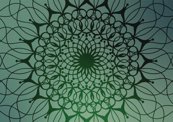 Green flower mandala gradient art background