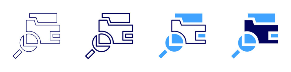 Digital file cabinet icon in 4 different styles. Thin Line, Line, Bold, and Bold Line. Duotone style. Editable stroke