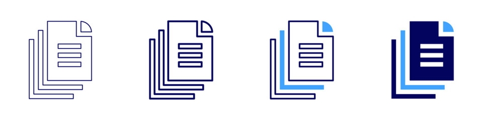 Document metadata icon in 4 different styles. Thin Line, Line, Bold, and Bold Line. Duotone style. Editable stroke