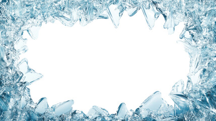 Ice frame surrounding transparent background creating a winter border