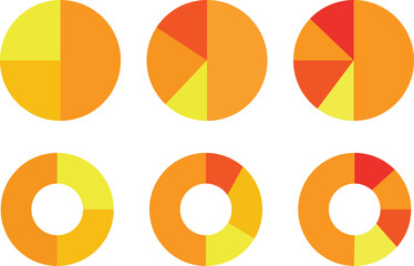 Pie charts diagrams. Pie chart infographic set. Different color circles. donut and pie chart infographic elements se. Vector illustration