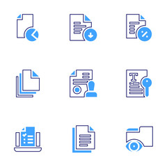 Documentation icon set. Bold line style. Duotone colors. Editable stroke. papers, online learning, document, file, folder