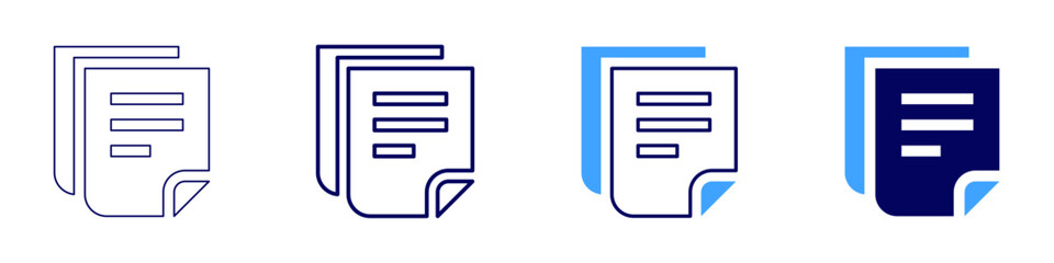 Expense report template icon in 4 different styles. Thin Line, Line, Bold, and Bold Line. Duotone style. Editable stroke