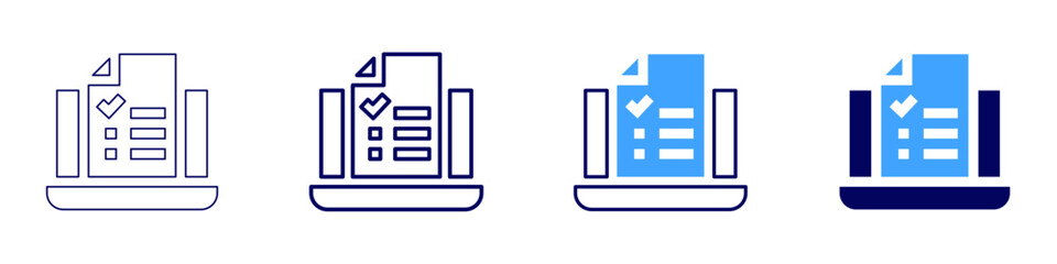Online learning icon in 4 different styles. Thin Line, Line, Bold, and Bold Line. Duotone style. Editable stroke