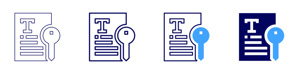 Obraz premium Text icon in 4 different styles. Thin Line, Line, Bold, and Bold Line. Duotone style. Editable stroke