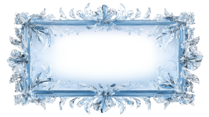 Frozen ice frame sparkling on transparent background