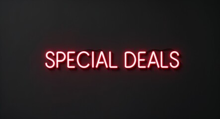Obraz premium special deals word lettering with neon red glow on plain black dark background