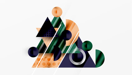 Obraz premium Modern Abstract Design with Overlapping Transparent Triangles and Circles